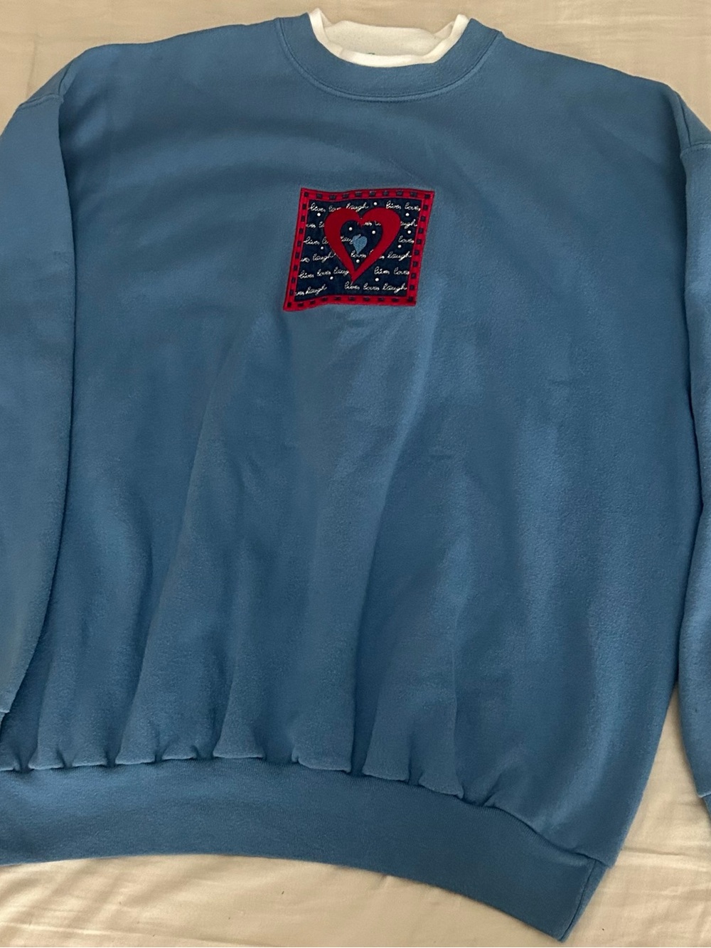 Blue Heart Patch Crewneck Sweater